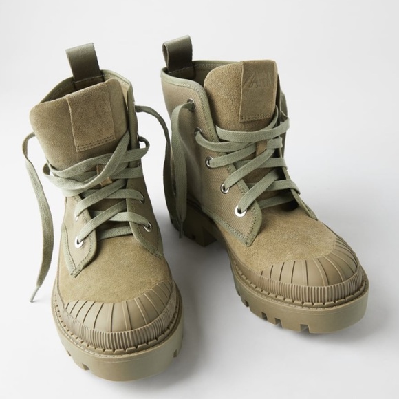 ZARA BNWT Flat Canvas Ankle Boots - Picture 1 of 5
